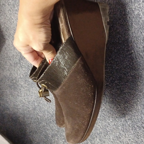 VIA SPIGA Brown Suede Mule Slip On Clog Wedges 9 - Picture 3 of 6